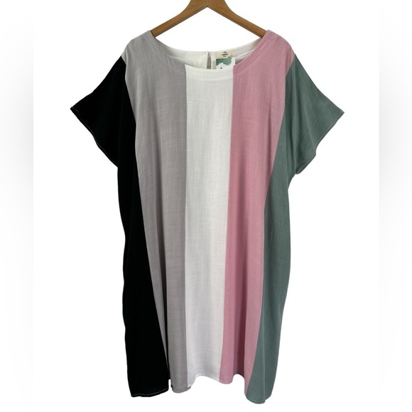 NWT Entro Color Block Linen Blend Tunic Shift Dress - Picture 3 of 11